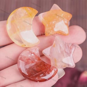 Crystal Crescent Moon /Star, Carved Crystal Moon,Crystal Moon /Rainbow Star, Gemstone Moon,Quartz Crystal Moon ,Crystal Star,Moon /Star Gift