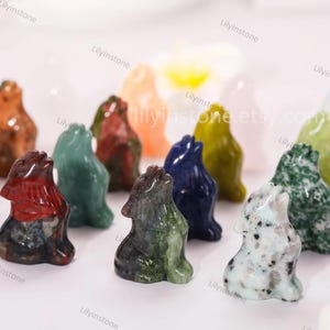 1.5 Inches, Growling Gemstone Mini Wolf Decor, Wolf Figurine ,Crystal Wolf ,Tribal totem ,Crystal Decor ,Crystal Gift ,Healing ,Home decor.