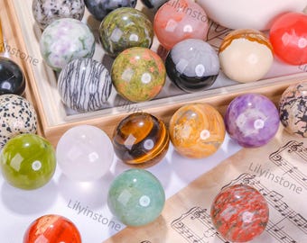 30 mm große Kristallkugel, Edelsteinkugel, Kristallkugel, Heilstein, Edelsteinkugel, Heilstein, Meditations-Taschenball, Energie, Wohnkultur