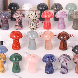 2.0 Inch,Gemstone Mushroom Figurine ,Carved Crystal Quartz Mushroom Statue Decor ,Healing crystal ,Home decor,Crystal Gifts,Mineral Specimen
