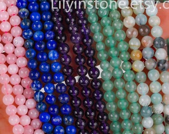 Natural Gemstone Round Beads,4mm/6mm/8mm/10mmSmooth Round Beads,DIY Jewelry Making Design for Bracelet Necklace Beads,For Jewelry Making.
