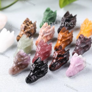 1.5&quot; Natural Hand Carved ,Dragon head ,Quartz crystal Dragon ,Crystal skull ,Crystal statue ,Healing ,Room decor ,Crystal Gift ,Wholesale .