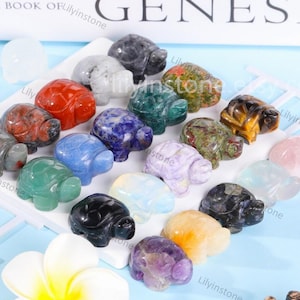 1,2 &quot;&quot;natürliche Edelstein-handgeschnitzte Schildkrötenfigur, Amethyst / Achat / Quarz-Schildkröten-Statuen-Dekoration, Kristalltier geschnitztes Dekor-Großverkauf.&quot;