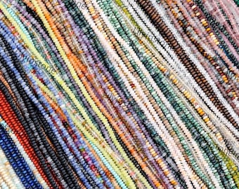 Gemstone Heishi Beads ,2x4mm Rondelle Beads, Polished Flat Round Spacer Disc Beads, DIY Jewelry Making Design for Bracelet Necklace Beads .