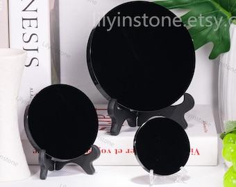 Obsidian Mirror,Home Decor,Reiki Gemstone,Magic Mirror ,Black Scrying Mirror Divination Tools Witch Mirror,Yoga Meditation Healing Crystals.