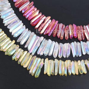 Top Drilled Rainbow Aura Quartz Point，Aura Quartz Point，Aura Crystal，AB titanium Crystal，Quartz Points Pendants，Raw Crystal points wholesale