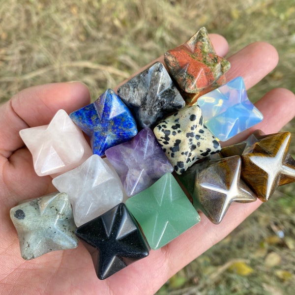 1 Inch ,Natural Hand Carved Merkaba Stars,Mini Quartz Crystals,Healing Crystal Stars ,Merkaba Star Figurines ,Pocket Crystal,Crystal Gifts.