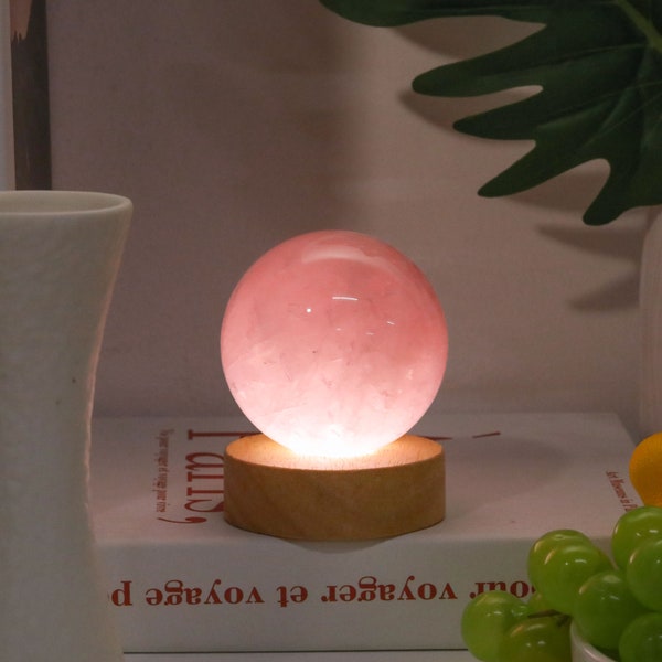 Natural Rose quartz Sphere Crystal Lamp ,Crystal Ball ,Home Decor ,Crystal Craft Decor ,Healing Crystal, Crystal Gifts, Housewarming gifts.