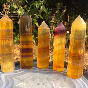 Approx 3.5-4 inches Yellow Fluorite Tower Wholesale Fluorite Rare Beautiful Natural Gemstone Stone Polished Points Fluorite Points Luck Gift