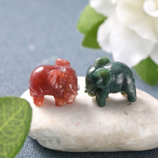 Mini Elephant Three-Dimensional Statue,Marine Agate Handmade Carved Stone Animal,Sculpture Figurines Gifts,Home Decoration Gift