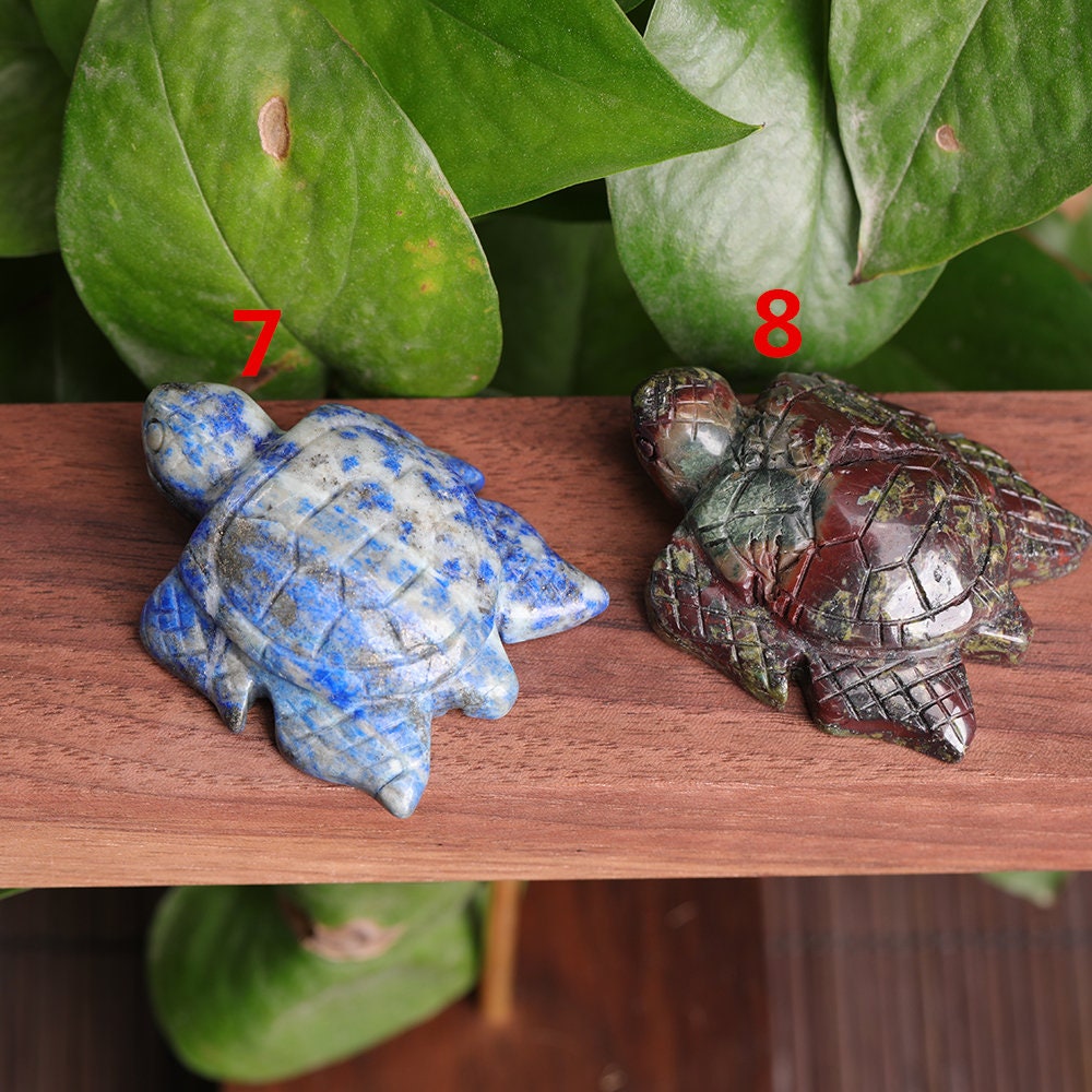 Sea Turtle Gemstones Carvingcarved Crystal Statueanimal | Etsy