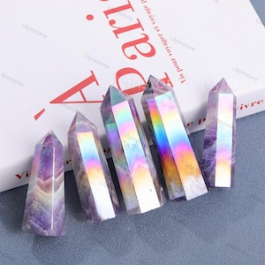 Angel Aura Dream Amethyst Tower,Rainbow Amethyst Crystal,Crystal Tower,Healing Crystal,Reiki Crystal Collection Home Decor