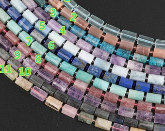 High Quality Gemstone Faceted Cylinder Tube Loose Beads，Ｈealing crystal，Faceted Barrel beads，Center Drilled Beads For DIY Jewelry Making .