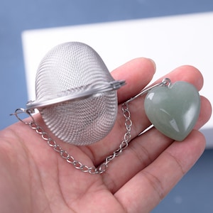 Mini Heart Gemstone Tea Ball Infuser,Crystal Tea Infuser,Crystal Tea Strainer,Stone Quartz Tea Steeper,Tea Ball,Loose Tea Infuser
