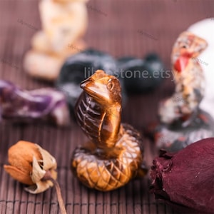 Crazy Agate Snake,Snake Decoration,Crystal Snake,Crystal Carving,Obsidian,Tiger Stone Quartz animal,Home decor,Crystal gift,Mineral Samples.