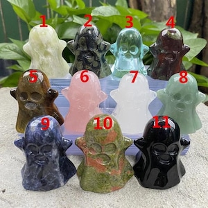 2&quot; ,Gemstone Ghost Statue,Natural Gemstone Handcarved Ghost, Home Decor,Cute Halloween Sculpture,Reiki Healing Stone,Crystal Gifts,Wholesale