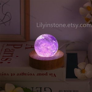 Amethyst Sphere Night Light ,Crystal Ball, Minimalism ,Home Decor ,Crystal Craft Decor ,Healing Crystal, Crystal Gifts, Gemstone lamp .