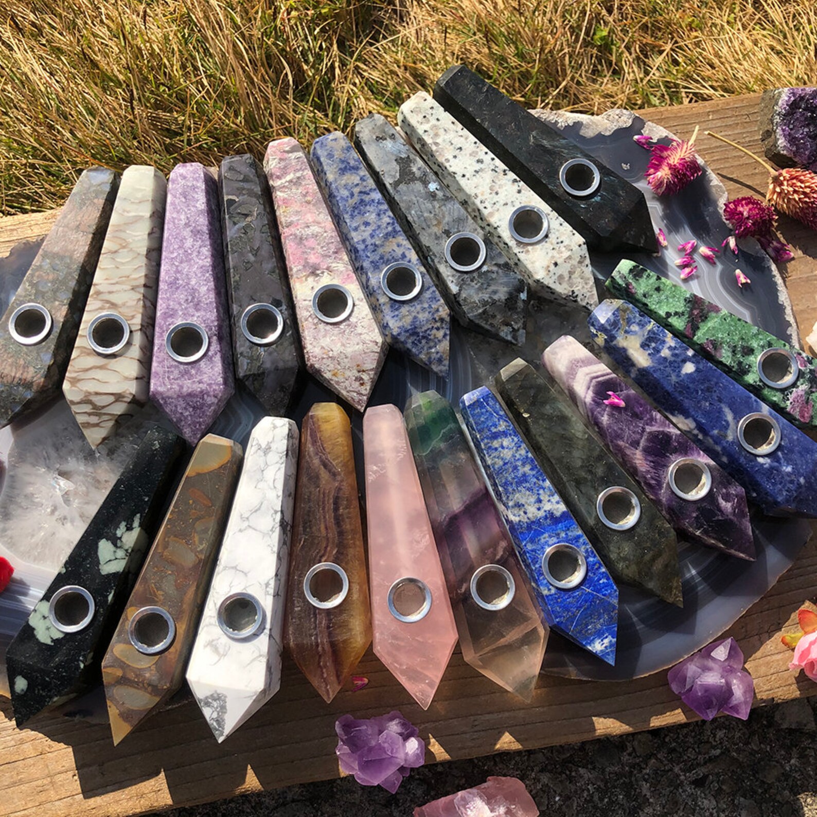 Gemstone Smoking Pipes Supply Healing Crystal Jasper Etsy