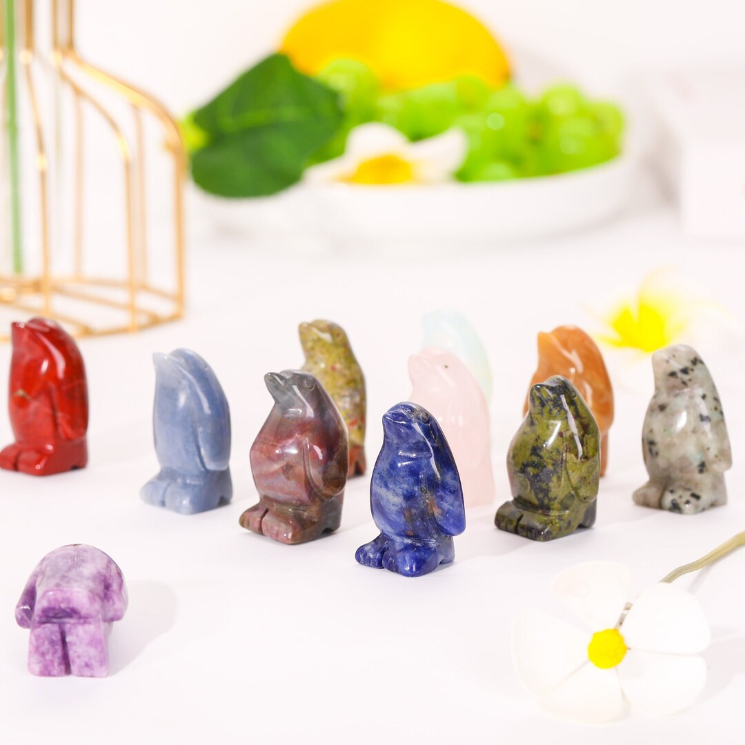 Mini Crystal Objects Mini Crystal Penguin,stone Penguin Carving Crystal Decor,animal Statue ...