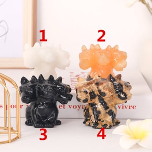 59*59mm Cerberus Dog Guardian of the underworld statue ,Hand Carving Crystal Three headed Dog, Polished Gemstone Dog ,Beast Dog ,Home decor.