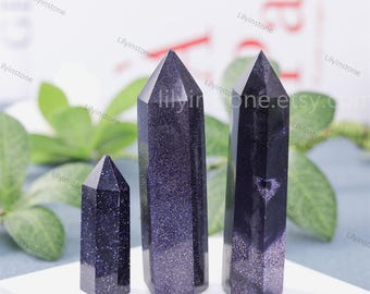 2-4 Inches, Glitter Blue sandstone Crystal Tower, Crystal Point, Polished Crystal ,Healing Crystal, Crystal Obelisk, Home Decor,Spirituality