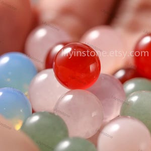 10Pcs,10mm Crystal Sphere,Gemstone Round Beads,Polished Crystal Marble,Small Stone Sphere,Meditation Stone Ball,Healing Crystal Sphere
