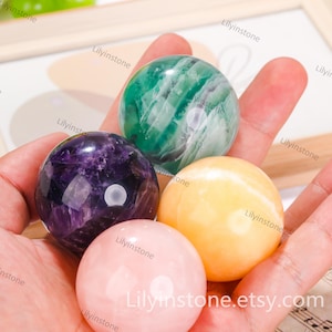 40mm, Crystal Ball, Gemstone Sphere, Polished Crystal Marble, Small Stone Sphere, Meditation Stone Ball, Healing Crystal Sphere, Family Fun.