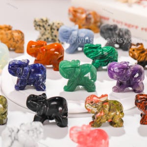37 Gemstone Choice,Crystal Elephant Gift ,Carved Elephant Figurine, Quartz Elephant Statue Decoration,Crystal Animal Carved Decor Wholesales