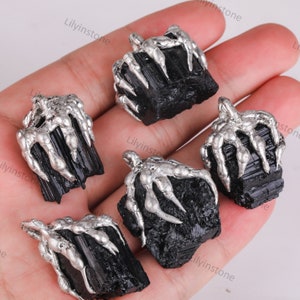 Tourmaline Claw Necklace,Vintage Charm ,Stunning Black Tourmaline Crystal Quartz Pendants,Tourmaline Pendant ,Healing crystal .