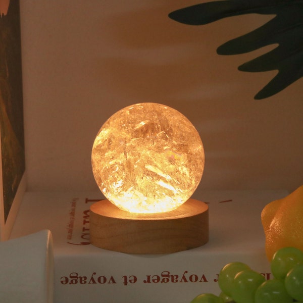 Natural Quartz Sphere Lamp ,Crystal Ball ,Home Decor ,Crystal Craft Decor ,Healing Crystal,Crystal Gifts,Atmosphere Decor,Night Light.