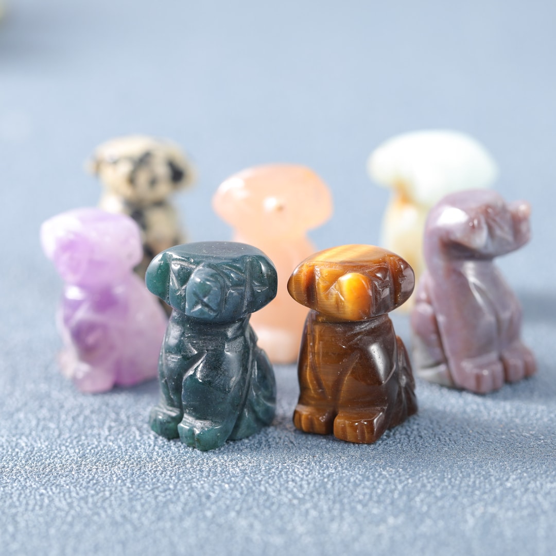 1 Inch, Mini Crystal Dog Figurine ,hand Carved Quartz Dog Statue