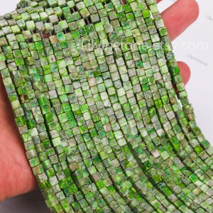 Green Imperial jasper Diy cube loose bead, Semi precious stone ,Impression Jasper Gemstone Beads. ,Sea Sediment Imperial Jasper beads .