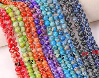 1 Full Strand 15.5&quot; Loose Round Stone  Impression Imperial Sea Sediment Jasper Chakra Yoga Mala Gemstone Beads Wholesale Gemstone Beads