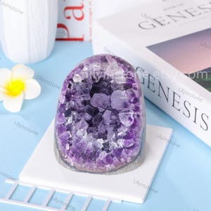 Natural Amethyst Crystal Geode Decor ,Large Crystal Cluster With Cut Base ,Amethyst Gift ,Raw Crystals ,Home Decor ,Healing Crystals Gifts .