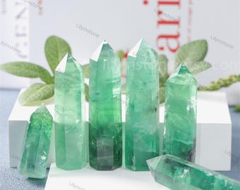 2-4 Inches ,Smooth Green Fluorite Point ,Fluorite Tower ,Healing Crystal ,Fluorite Decor ,Natural Fluorite Gemstone Obelisk Tower,Room Decor