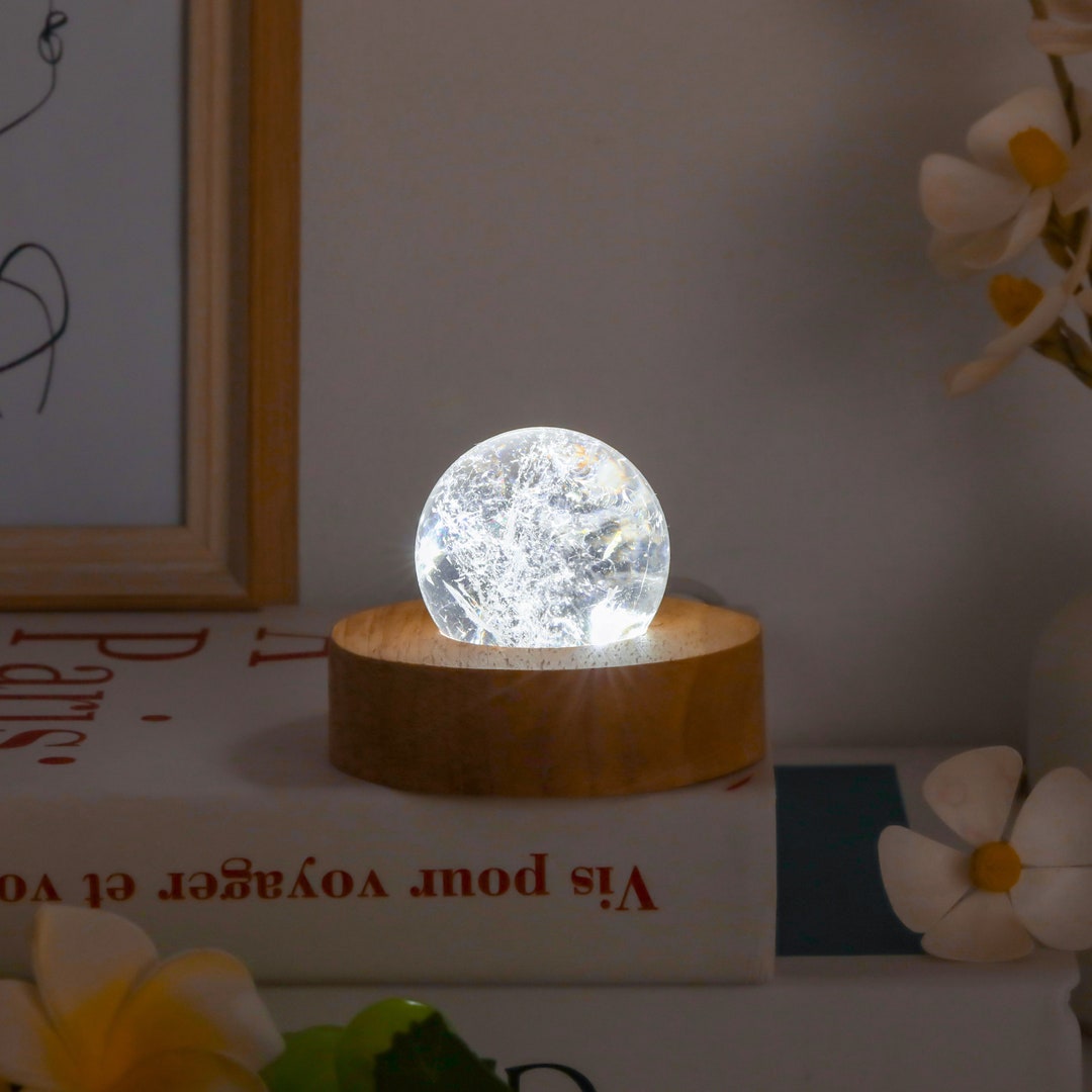 Natural White Crystal Ball Lamps,crystal Ball, Minimalism,gemstone Lamps,table Lamps, USB