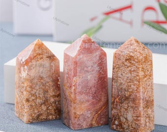 Natural Pink Moss Agate Point, Pink Flower Agate Tower,Crystal Point, Wedding ,Cherry Blossom Agate Obelisk ,Quartz Tower, Healing Crystal.