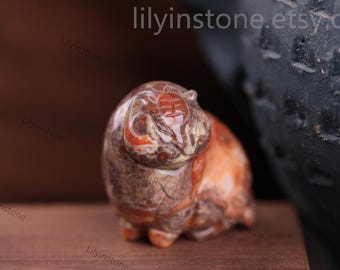 1 Inch,Carving Crystal Tiger Decor, Ocean jasper fat Samll Tiger, Tiger Decor, Cute Crystal Tiger Decor, Natural Stripe Stone Tiger, Gift.