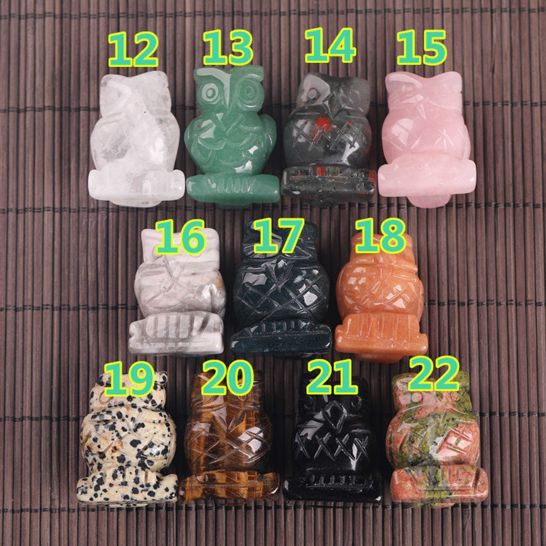 1.5 Inches ,hand Carved Gemstone Owl ,crystal Quartz Night Owl,crystal
