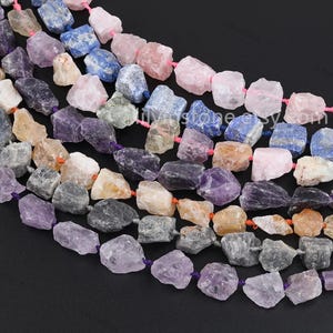 Rough Gemstone Nugget Beads,Raw Crystals Chunky Tumbled Loose Beads,Rough Organic Quartz Energy Stones Charms DIY Supplies