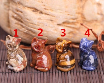 Ocean jasper Natural  quartz Hand carved mini cat,Quartz Crystal animal,Crystal decoration,Crystal healing,Crystal gifts,Energy crystals