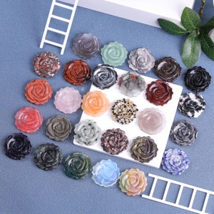 Natural Gemstones Carved Rose Flower Beads Charms Pendant,Top Drilled Rose Flower Beads Pendant For DIY Boho Jewelry Making