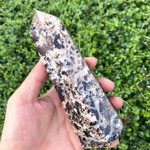 Black Coffee Opal Tower, Gemstone Point ,Coffee Opal Point ,Black opal ,Polished Tower, Crystal point, Crystal Decor. 2.48*6.4 Inch, 556g .