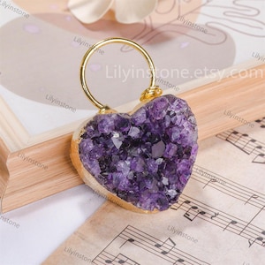 Natural Heart Amethyst Clusters Pendant,Stunning Amethyst Crystal Quartz Geodes Pendants,Uruguayan Amethyst Jewelry pendant,Crystal Pendant.