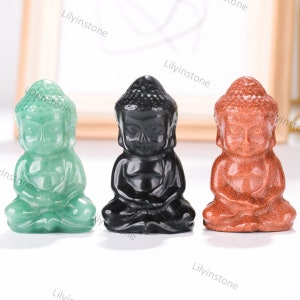 2 Inches Crystal Buddhas, Carved Buddha,Gemstone Buddha Statue,Meditation Stone,Healing Buddha Lucky Buddha Decor.Room Decor