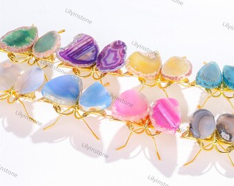 Achat Scheibe Schmetterling, Wohnkultur, Boho Dekor, Kristall Schmetterling, Schmetterlingsflügel, Edelstein Schmetterling, Kristall Geschenk, Großverkauf.