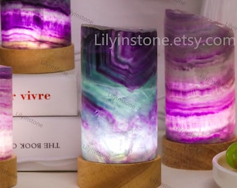 Rainbow Fluorite Craft Lamp Decor,Rainbow Lamp, Home Decor, Quartz Crystal Night Light ,Crystal Craft decor,Healing Crystal,Atmosphere Decor