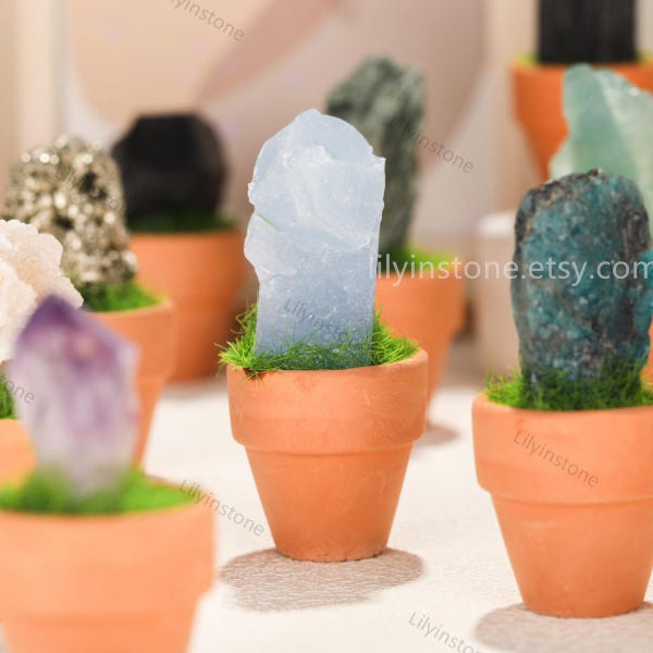Gemstone landscape bonsai figurine, Natural crystal nugget, Healing crystal, Reiki quartz.