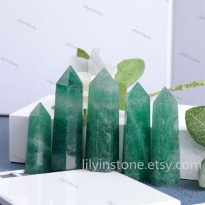Green Strawberry Quartz Crystal Point,Quartz Obelis Tower Point Crystal Healing Energy Tower,Witchy Decor,Crystal Specimen