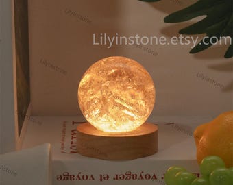 Natural Quartz Sphere Lamp ,Crystal Ball ,Home Decor ,Crystal Craft Decor ,Healing Crystal,Crystal Gifts,Atmosphere Decor,Night Light.